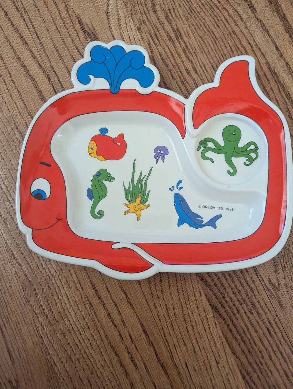 Vintage Oneida Melamine 1988 Whale Divided Child’s / Kids Plate Rare Ocean